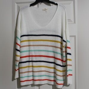 Entro Multicolor Striped V-Neck Sweater